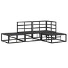 vidaXL Conjunto de sof&aacute; de jard&iacute;n con coj&iacute;n 4 pcs Negro Aluminio