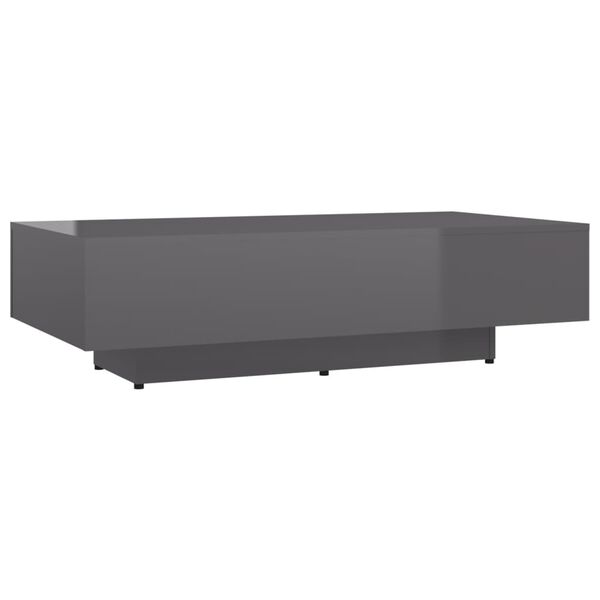 vidaXL Mesa de centro madera contrachapada gris brillante 115x60x31 cm