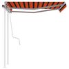 vidaXL Toldo manual retr&aacute;ctil con postes naranja y marr&oacute;n 3x2,5 m