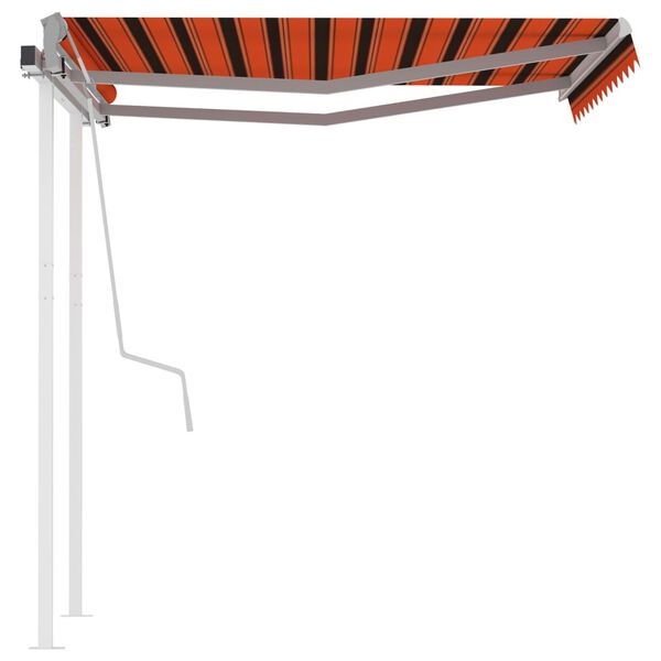 vidaXL Toldo manual retr&aacute;ctil con postes naranja y marr&oacute;n 3x2,5 m