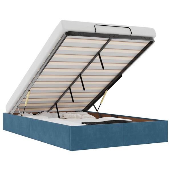 vidaXL Estructura de cama otomana sin colch&oacute;n terciopelo azul oscuro