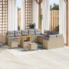 vidaXL Conjunto de sof&aacute;s de jard&iacute;n 13 pcs Beige rat&aacute;n sint&eacute;tico