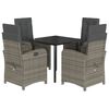 vidaXL Set comedor de jard&iacute;n 5 piezas con cojines rat&aacute;n sint&eacute;tico gris
