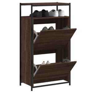 vidaXL Zapatero de madera de ingenier&iacute;a marr&oacute;n roble 60x34x112 cm
