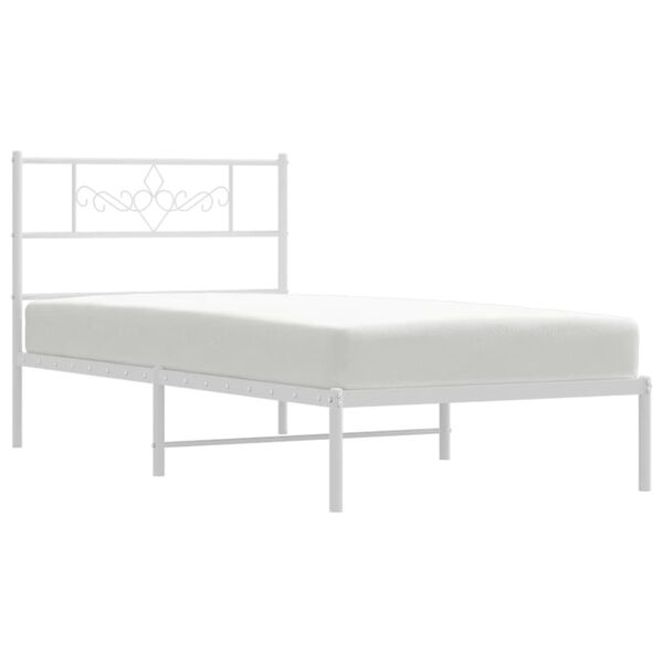 vidaXL Estructura cama sin colchón con cabecero metal blanco 90x200 cm