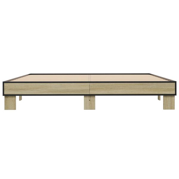 vidaXL Estructura cama madera ingenier&iacute;a metal roble Sonoma 160x200 cm