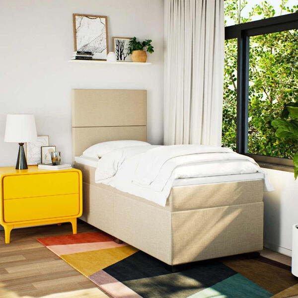 vidaXL Cama box spring con colchón tela color crema 80x200 cm