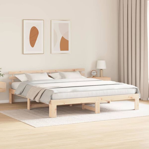 vidaXL Estructura de cama Natural 180 x 200 cm Madera de pino macizo