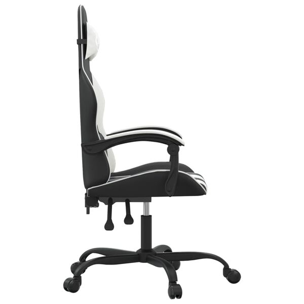 vidaXL Silla gaming giratoria cuero sint&eacute;tico negro y blanco
