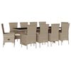 vidaXL Set comedor de jard&iacute;n 11 pzas con cojines rat&aacute;n sint&eacute;tico beige