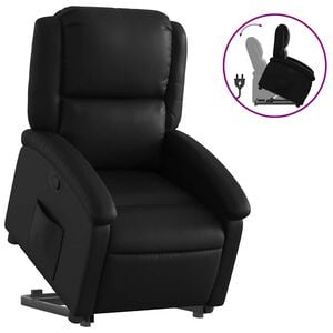 vidaXL Sill&oacute;n reclinable elevable cuero artificial negro