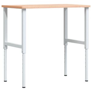 vidaXL Banco de trabajo rectangular madera maciza 100x60x(71,5-98) cm