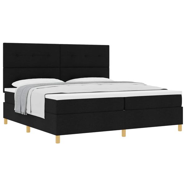 vidaXL Cama tipo Box Spring con colch&oacute;n Negro 200 x 200 cm tela