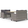 vidaXL Set de comedor jard&iacute;n 3 piezas con cojines rat&aacute;n sint&eacute;tico gris