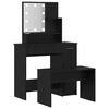 vidaXL Juego de mesa de tocador LED con caj&oacute;n 2 pcs Roble Negro