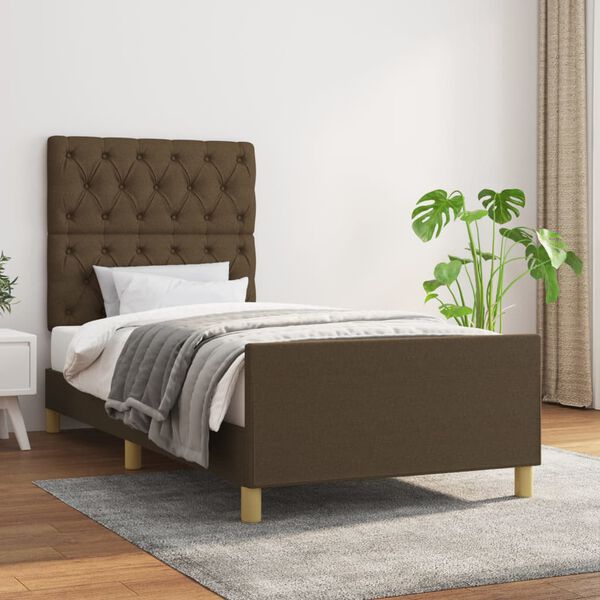 vidaXL Estructura de cama sin colch&oacute;n tela marr&oacute;n oscuro 80x200 cm