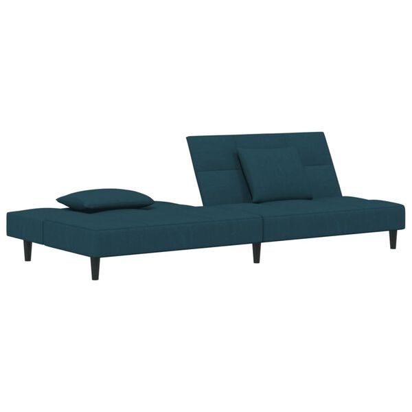 vidaXL Sof&aacute; cama de 2 plazas con dos almohadas terciopelo azul