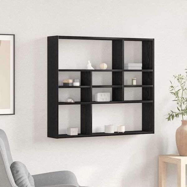vidaXL Estante de pared roble negro 90x16x78 cm madera de ingenier&iacute;a