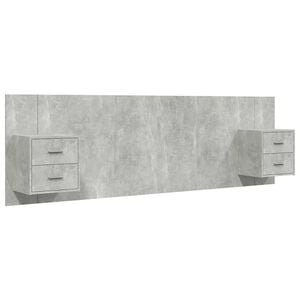 vidaXL Cabecero de cama y mesitas madera contrachapada gris hormig&oacute;n