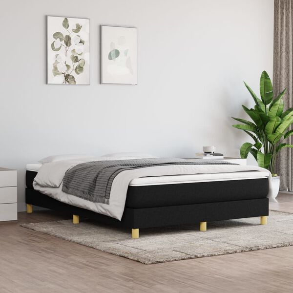 vidaXL Cama box spring con colchón tela negro 140x190 cm