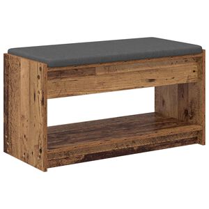 vidaXL Banco de entrada con coj&iacute;n Madera vieja 83 x 38 x 45 cm