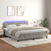 vidaXL Cama box spring colch&oacute;n y LED terciopelo gris claro 160x200 cm