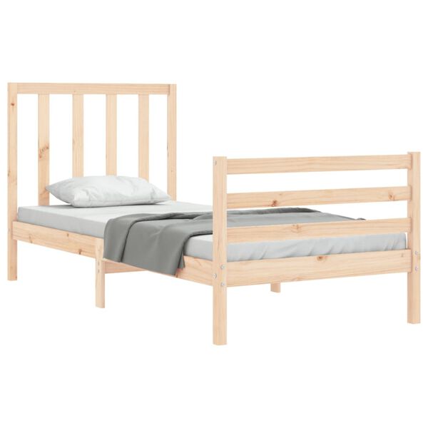 vidaXL Estructura de cama con cabecero madera maciza