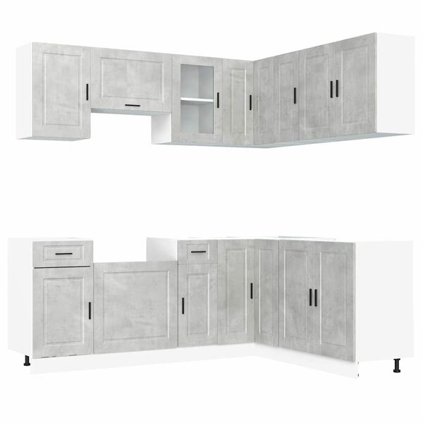 vidaXL Mueble cocina Porto gris hormig&oacute;n 11 pzas madera contrachapada