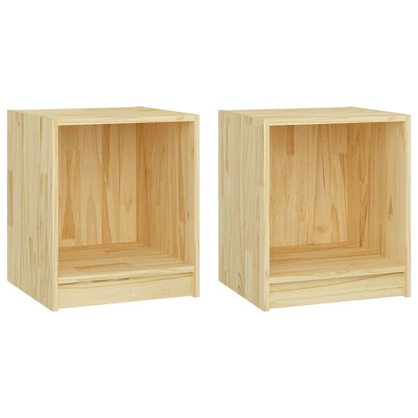 vidaXL Mesitas de noche 2 uds madera maciza de pino 35,5x33,5x41,5 cm