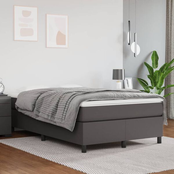 vidaXL Cama box spring con colch&oacute;n cuero sint&eacute;tico gris 120x190 cm