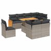 vidaXL Set de muebles de jard&iacute;n 9 pzas y cojines rat&aacute;n sint&eacute;tico gris