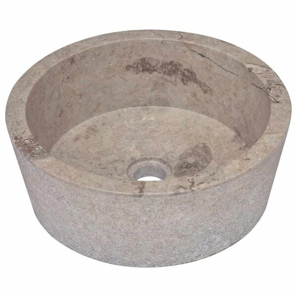 vidaXL Lavabo gris m&aacute;rmol &Oslash;40x15 cm