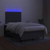 vidaXL Cama box spring con colch&oacute;n y LED tela gris oscuro 120x200 cm