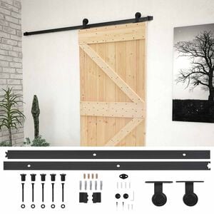 vidaXL Puerta Corredera Natural y negro 100 x 210 cm