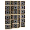 vidaXL Biombo separador 5 paneles madera maciza Paulownia marr&oacute;n negro