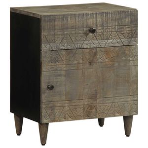 vidaXL Mesita de noche madera maciza de mango gris claro 50x33x60 cm