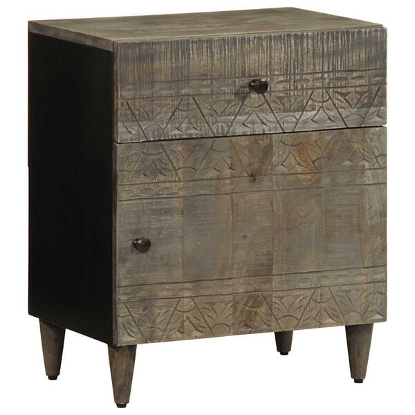 vidaXL Mesita de noche madera maciza de mango gris claro 50x33x60 cm