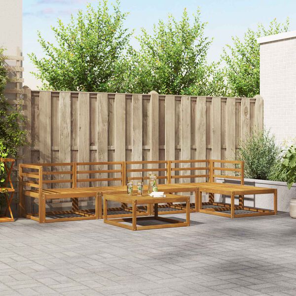 vidaXL Conjunto de sof&aacute;s de exterior con coj&iacute;n 6 pcs Natural y Crema