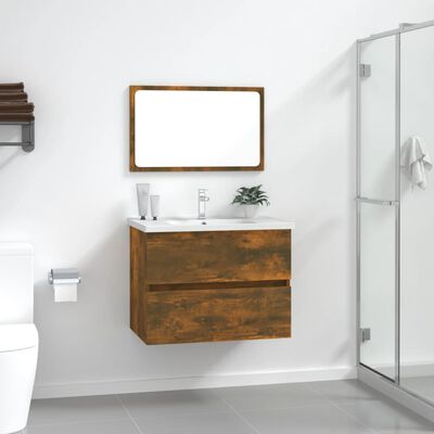 vidaXL Set de muebles baño 2 pzas madera contrachapada roble ahumado