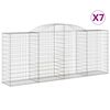 vidaXL Cestas de gaviones 7 uds forma de arco hierro 300x50x120/140 cm