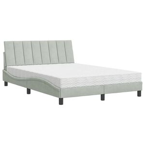 vidaXL Cama con colch&oacute;n Hanko terciopelo gris claro 140x190 cm