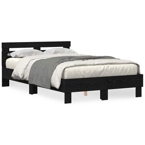 vidaXL Estructura de cama con LED Roble Negro 135 x 190 cm
