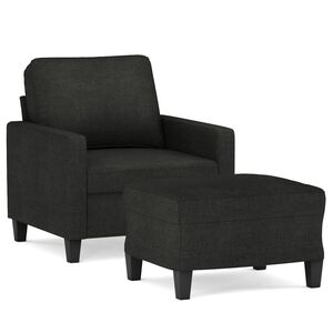 vidaXL Sill&oacute;n con taburete tela negro 60 cm