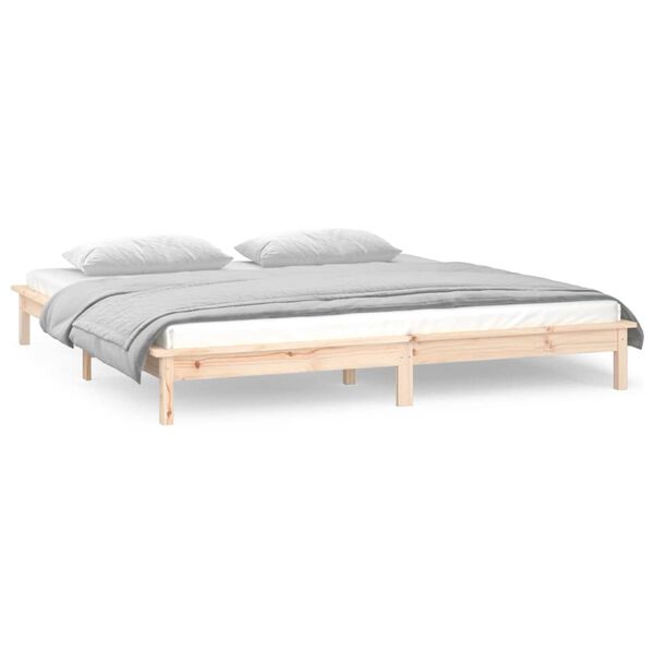 vidaXL Estructura de cama LED sin colchón madera maciza 140x200 cm