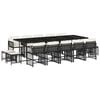 vidaXL Set comedor de jard&iacute;n con cojines 15 pzas rat&aacute;n sint&eacute;tico negro
