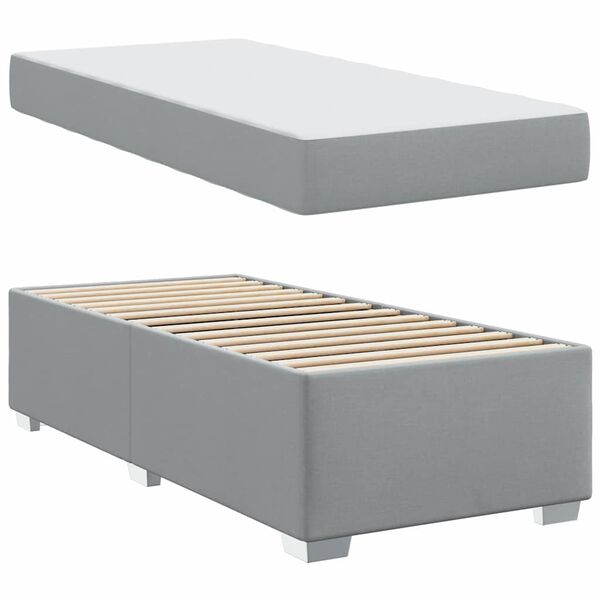 vidaXL Estructura de cama con colch&oacute;n Gris Claro 90 x 190 cm tela