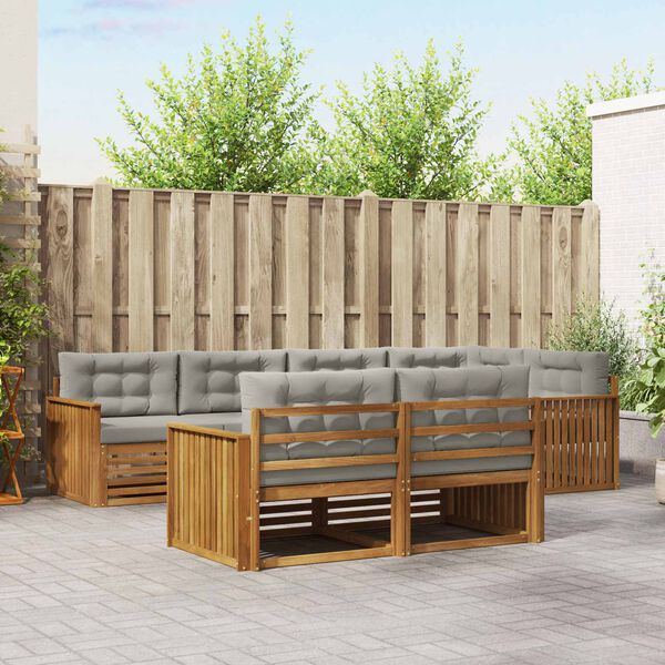 vidaXL Conjunto de sof&aacute;s de exterior 7 pcs Gris Natural y Claro