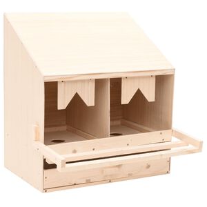 vidaXL Ponedero para gallinas 2 compartimentos madera pino 63x40x65 cm