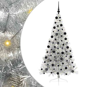 vidaXL &Aacute;rbol de Navidad Artificial Preiluminado Plateado 210 cm PET
