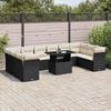 vidaXL Set de sof&aacute;s de jard&iacute;n 11 pzas y cojines rat&aacute;n sint&eacute;tico negro